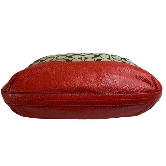 Auth Used COACH Crossbody Shoulder Hobo Bag Canvas Leather Outer Pocket Logo C - Picture 5 of 12